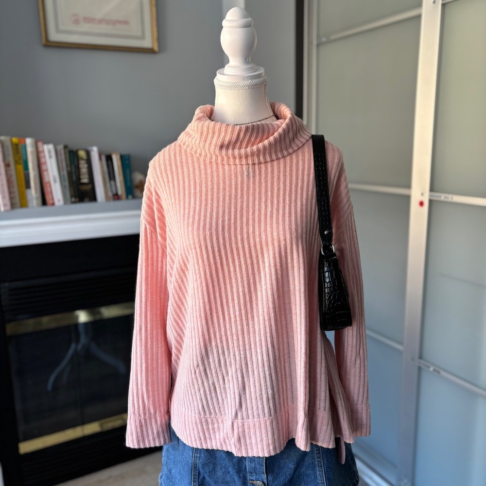 Maeve Anthropologie Soft Pink turtle Neck Sweater size small coquette oversized